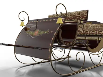  Sleigh For Santa Claus Christmas Low-poly 3D model
