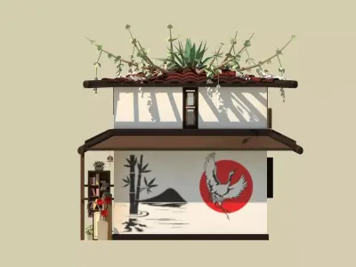 Stylized Japanese bookstore Diorama - Low-poly Low-poly 3D model