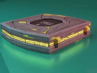 Modular Stylized Cyberpunk Building 3 Low-poly 3D model