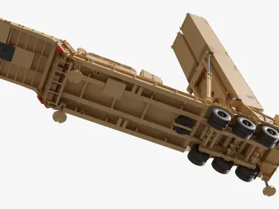  LRHW Missile Launcher Deployed with Supports Rigged for Maya 