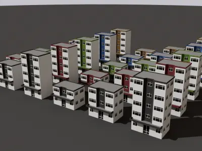 Cartoon Building Low Poly Building B 30 Variant Low-poly 3D model