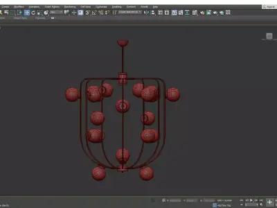 Cage Murano Opaline Ball Chandelier Low-poly 3D model