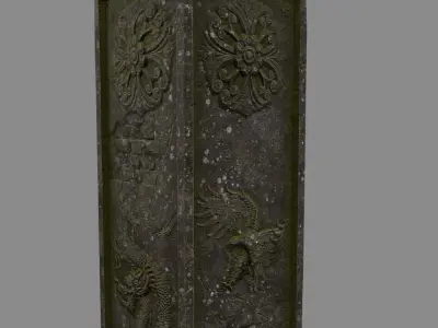 column four stone pillars Low-poly 3D model