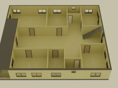 Single Storey House Free low-poly 3D model
