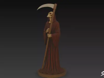 Grim Reaper Statue Heaven Gaze Pose Low-poly 3D model