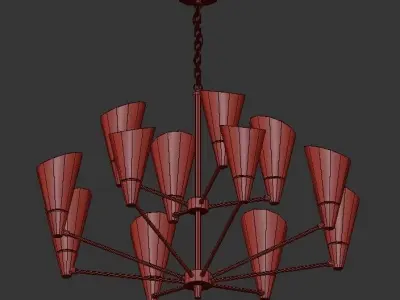 AX611 chandelier with brass and shades 3D model