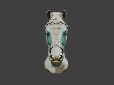 Majestic Ceremonial Horse Bust Low-poly 3D model
