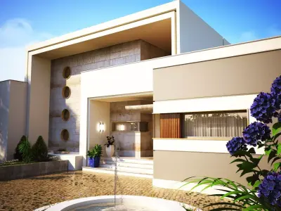 3D Model Modern Single-Story House Low-poly 3D model