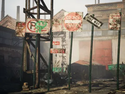 Traffic Sign01 Abandoned Low-poly 3D model