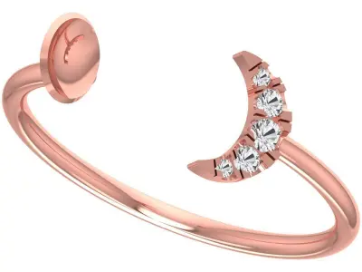 Solitaire Women Light Weight Moon Band Ring 3D print model