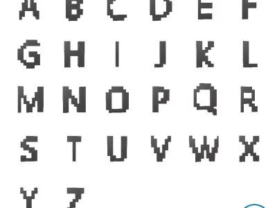 Pixel Font Pack 001 Low-poly 3D model
