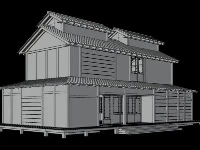 Medieval  Japanese Houses  - 4K Textures Game Ready Low-poly 3D model get