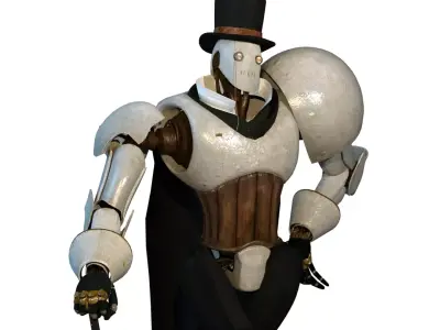 Steampunk Robot Low-poly 3D model