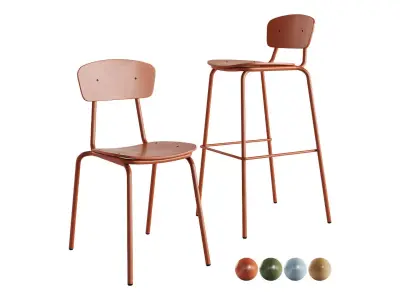 Simple Chair and Bar Stool by Mara 3D model