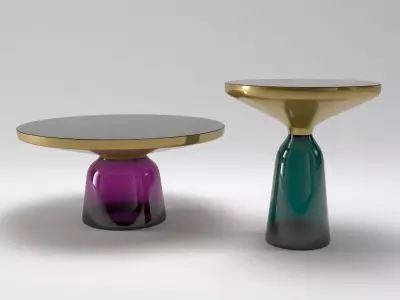 Bell two side tables with gold and glass tops 3D model