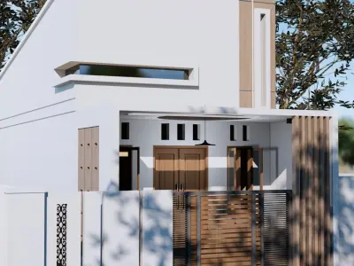  Modern Minimalist Box House 3D Render 3D model