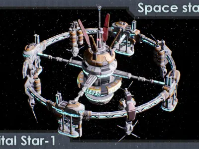 Space station Orbital-Star 1 Low-poly 3D model
