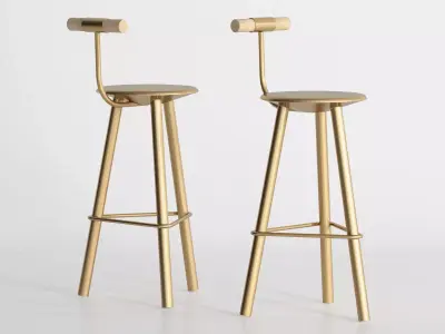 Tripod pair of bar stools 3D model