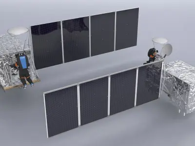  Geostationary Satellite with Astronaut 