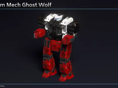Medium Mech Ghost Wolf Low-poly 3D model