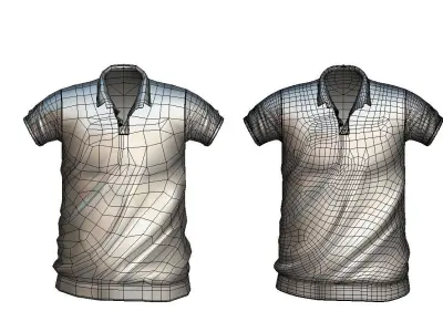 Cartoon High Poly Subdivision Dark Blue Polo Low-poly 3D model
