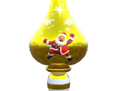 Christmas Santa Ornament Gold Bauble PBR Holiday Decoration  Low-poly 3D model