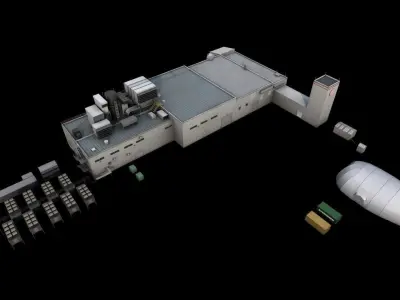 3D Building Low Poly warehouse Low-poly 3D model