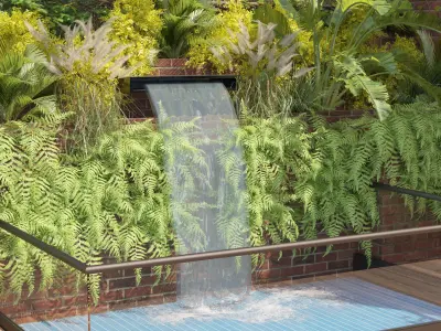 Garden Greenwall with Fountain 3D model