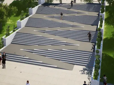 STAIR AND RAMP Low-poly 3D model