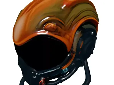 SciFi Pilot Helmet Futuristic Visor Low-poly 3D model