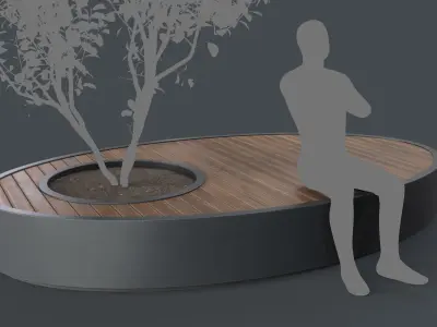Modern Outdoor Bench 111 PBR Game Ready Low-poly 3D model
