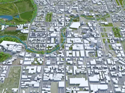 Christchurch City New Zealand Low-poly 3D model