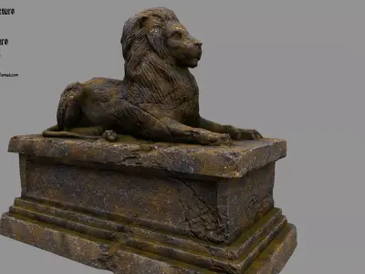 Lion Statue 16 Low-poly 3D model