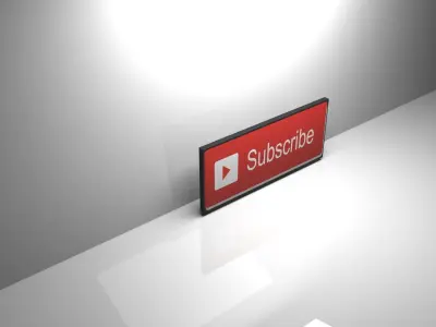 Subscribe 3D Model television with sign Low-poly 3D model