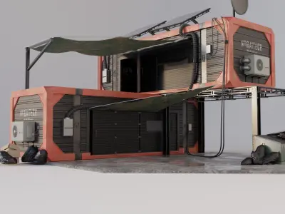 Cyberpunk Exterior Nomad Container Building 3D model