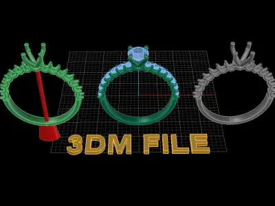 Solitaire Engagement Ring U Wire Diamond Shank 3D print model