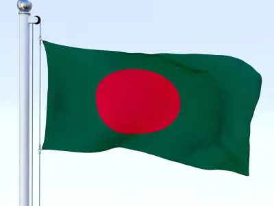 Animated Bangladesh Flag Low-poly 3D model