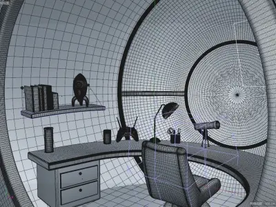 cartoon sci-fi bedroom 3D model