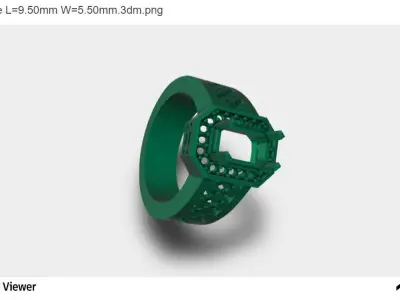 Women Ring with an Emerald Cut Center Stone 3D print model