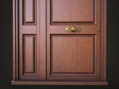 Wooden front door Low-poly 3D model