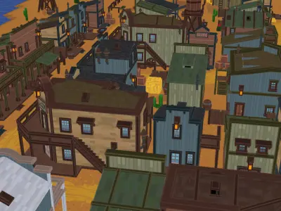 Western Town - Pixel Series Low-poly 3D model