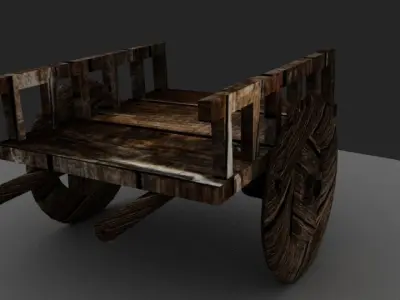 cart 3d model wooden Low-poly 3D model