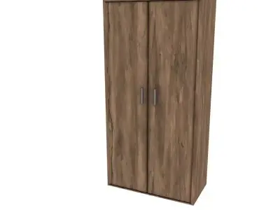 Wardrobe Low Poly wooden with two doors Low-poly 3D model