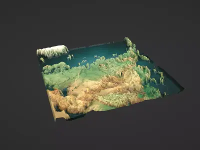 Russia Map Topography Low-poly 3D model