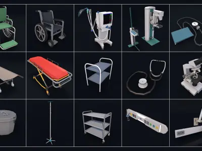 Poly Hospital Pack - Medical Surgical Equipments Low-poly 3D model