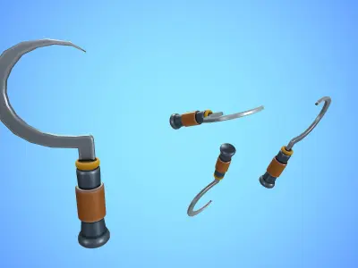 SICKLE CARTOON STYLIZED Low-poly 3D model