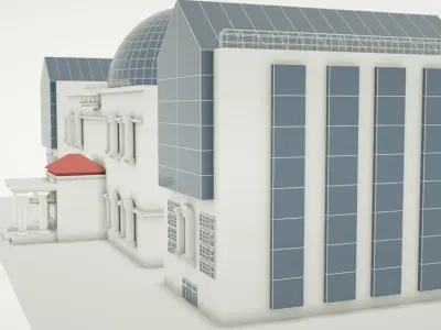 3D Contemporary  Building with columns  3D model