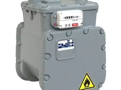 Detailed American Diaphragm Gas Meter AC250 Low-poly 3D model