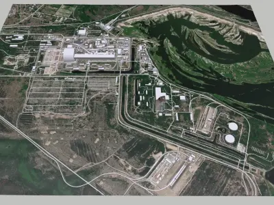 Cityscape Chornobyl  nuclear power plant in Ukraine 3D model