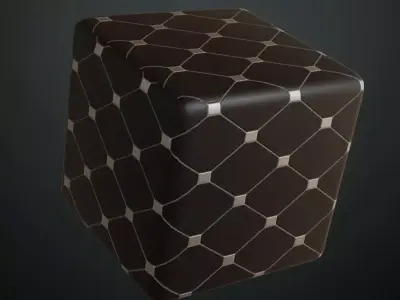Classic Matte Black Octagon Tiles with White Inlays PBR Seamless Texture